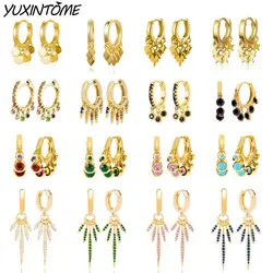925 Sterling Silver Needle New Fashion 18K Gold Earrings Star Tassel Small Hoop Earrings for Women Wedding Jewelry Accessories