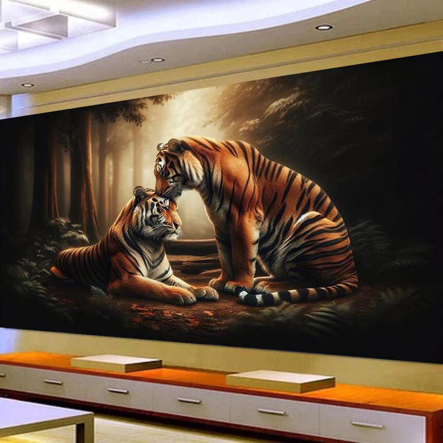 Fullcang Große Größe Neue Diamant Kunst Malerei Kits Tiger Küsse Diy Voll Bohrer Mosaik Stickerei Wilde Tiere Bild Wand Dekor