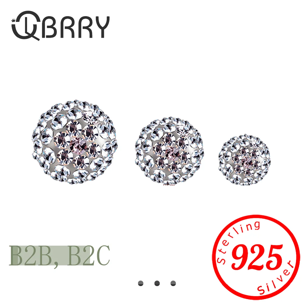 

Classic 925 Sterling Silver Full Crystal Ball Earrings For Women Jewelry Earing 6 8 10 12mm Ball Stud Earrings Pendientes Brinco