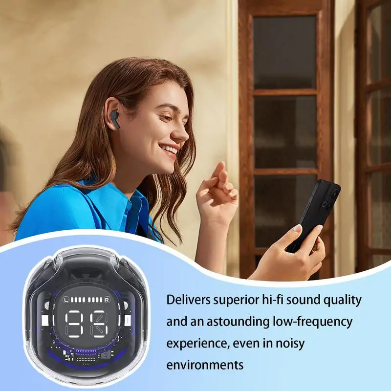 인이어 무선 이어버드, 깨끗한 체육관 헤드폰, 땀 방지 무선 이어폰, LED 디지털 디스플레이, 멋진 무선 이어버드, 5.4