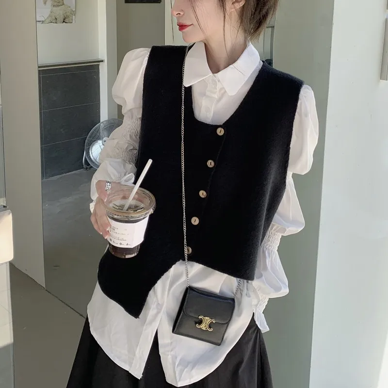 سترة محبوكة بدون أكمام بتصميم غير منتظم للنساء، ملابس خارجية متعددة الاستخدامات للربيع والخريف