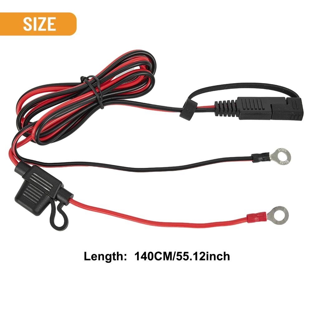 1PC 16AWG New Motorcycle Battery SAE Power Cable To Ring Power Cable Terminal Connector Extension Cord 12-24V Black Red Blue