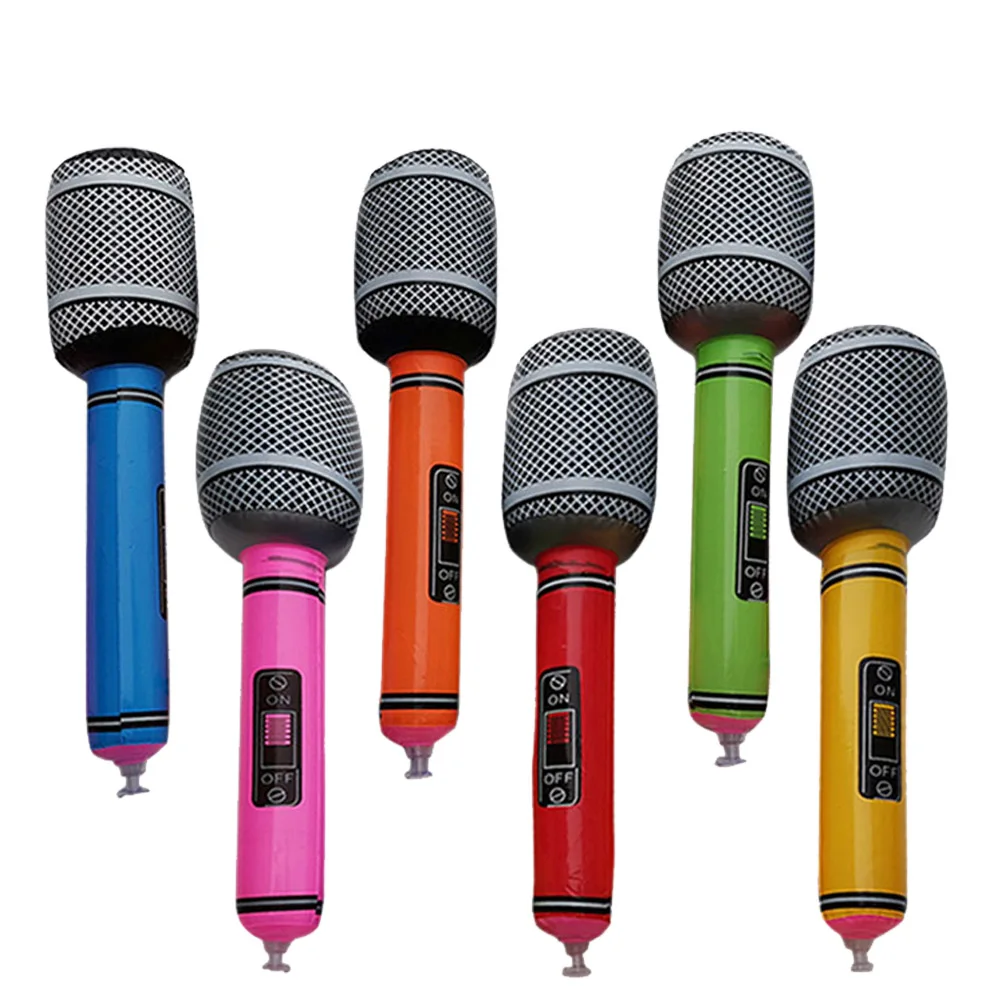 The Glowhouse – Lot De 4 Microphones Gonflables Géants Pour Fêtes – Instruments De Musique Gonflables (guitare, Saxophone, Micro) – Couleurs Aléatoires – Parfait Pour Animations Et Soirées