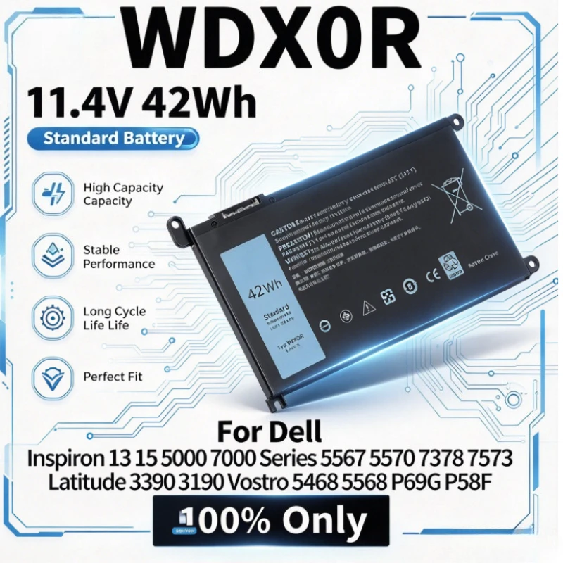 42WH WDX0R Laptop Battery for Dell Inspiron 13 15 5000 7000 Series 5567 5570 7378 5379 5378 Latitude 3390 3190 Vostro 5468 WDXOR