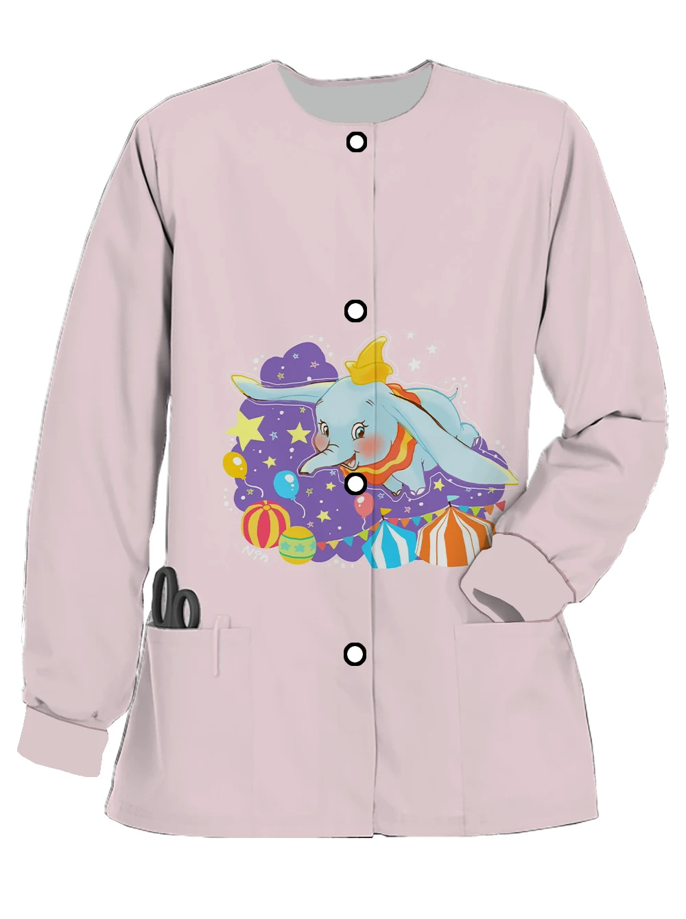 New Disney Dumbo print series women's long-sleeved spring and autumn nurse clothes beauty salon doctor work clothes jacket