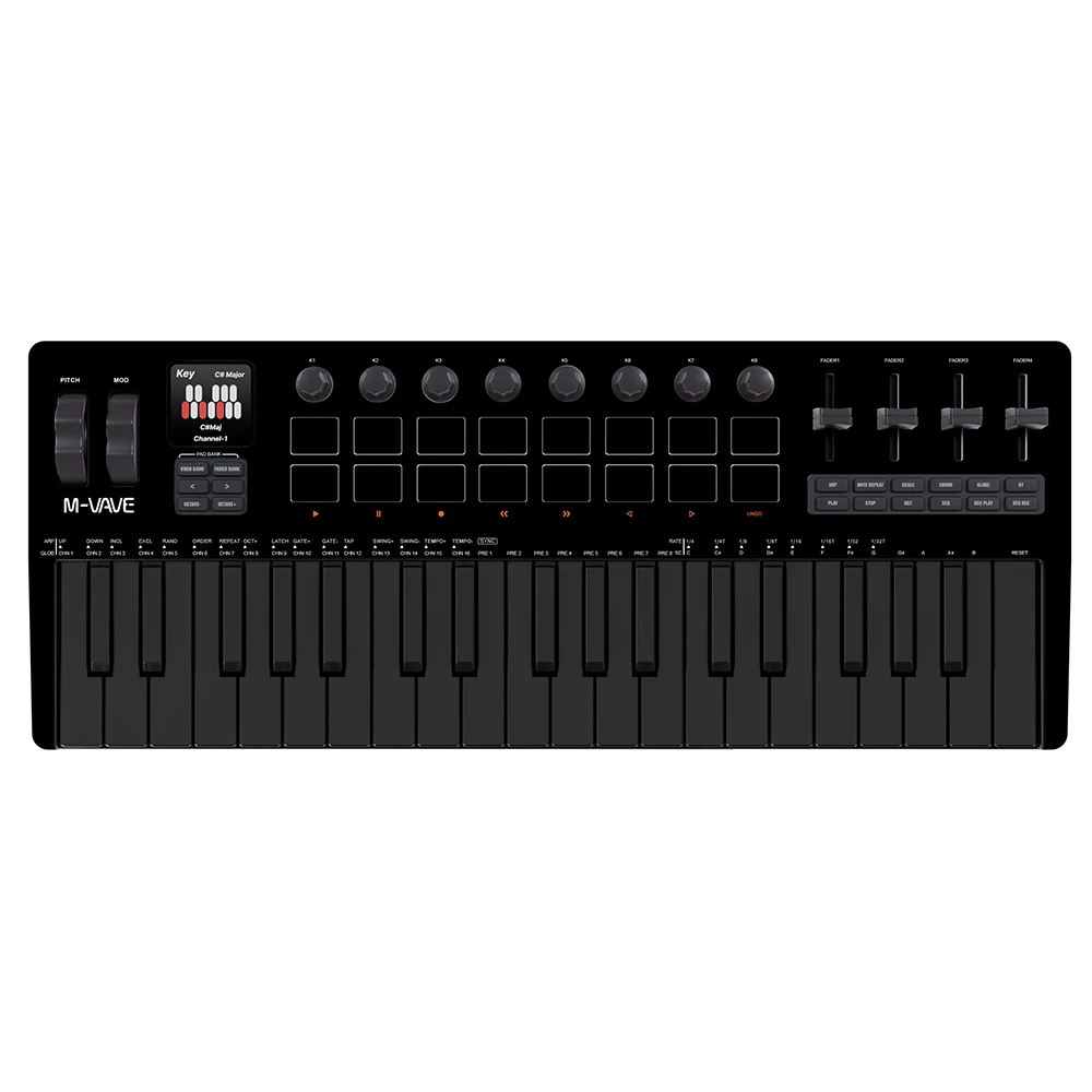 M-VAVE SMK-37 PRO MIDI Keyboard 37 Key with 8 Knobs & 16 RGB Pads