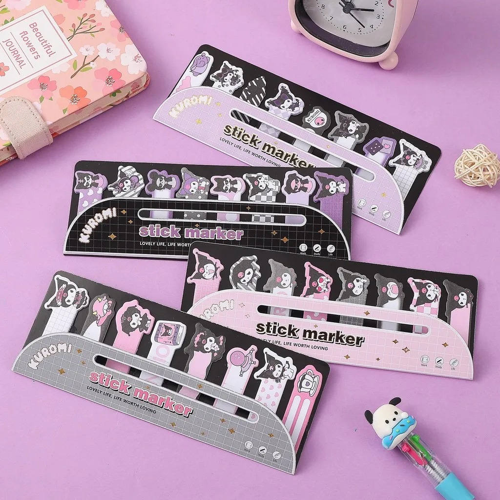 160 Sheets Kawaii Cartoon Sticky Notes Kuromi Notepad Index Tabs Bookmark Stationery School Office Supplies
