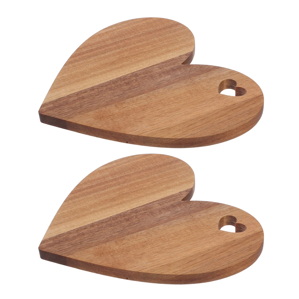 

2 pcs Heart Shaped Cutting Board Wooden Cheese Tray Platter Bread Cake Charcuterie Candy Dish Kitchenware Fruit Serving Food