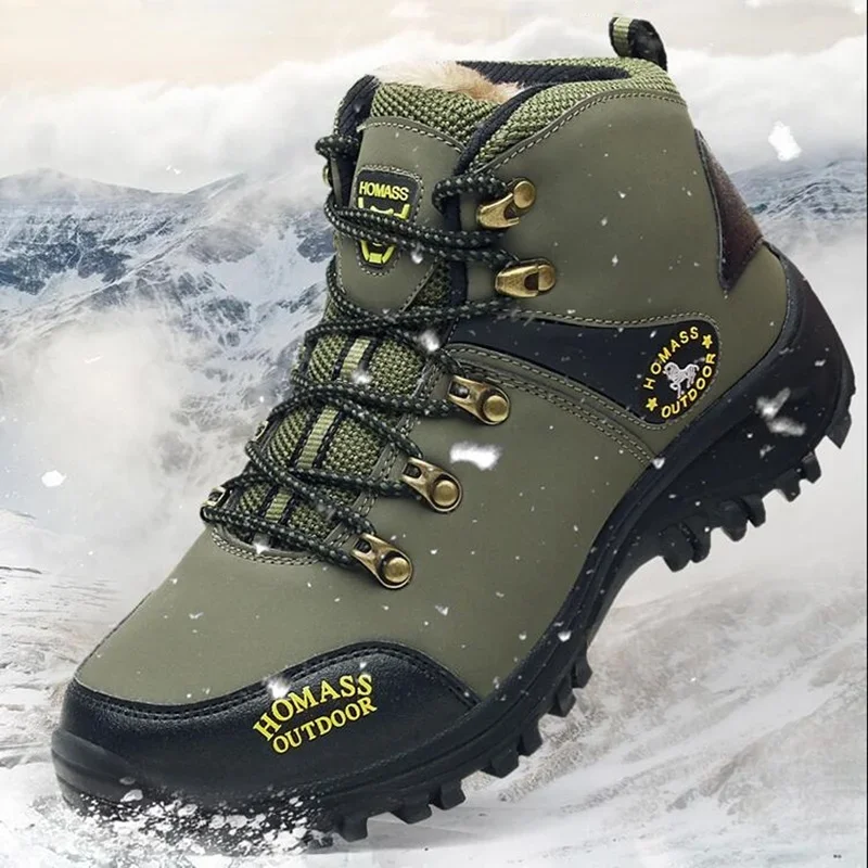 

Men Waterproof Hiking Shoes Breathable Boots Outdoor Climbing Shoes Non-slip Trekking Sneakers for Men Motorcycle Boots Green