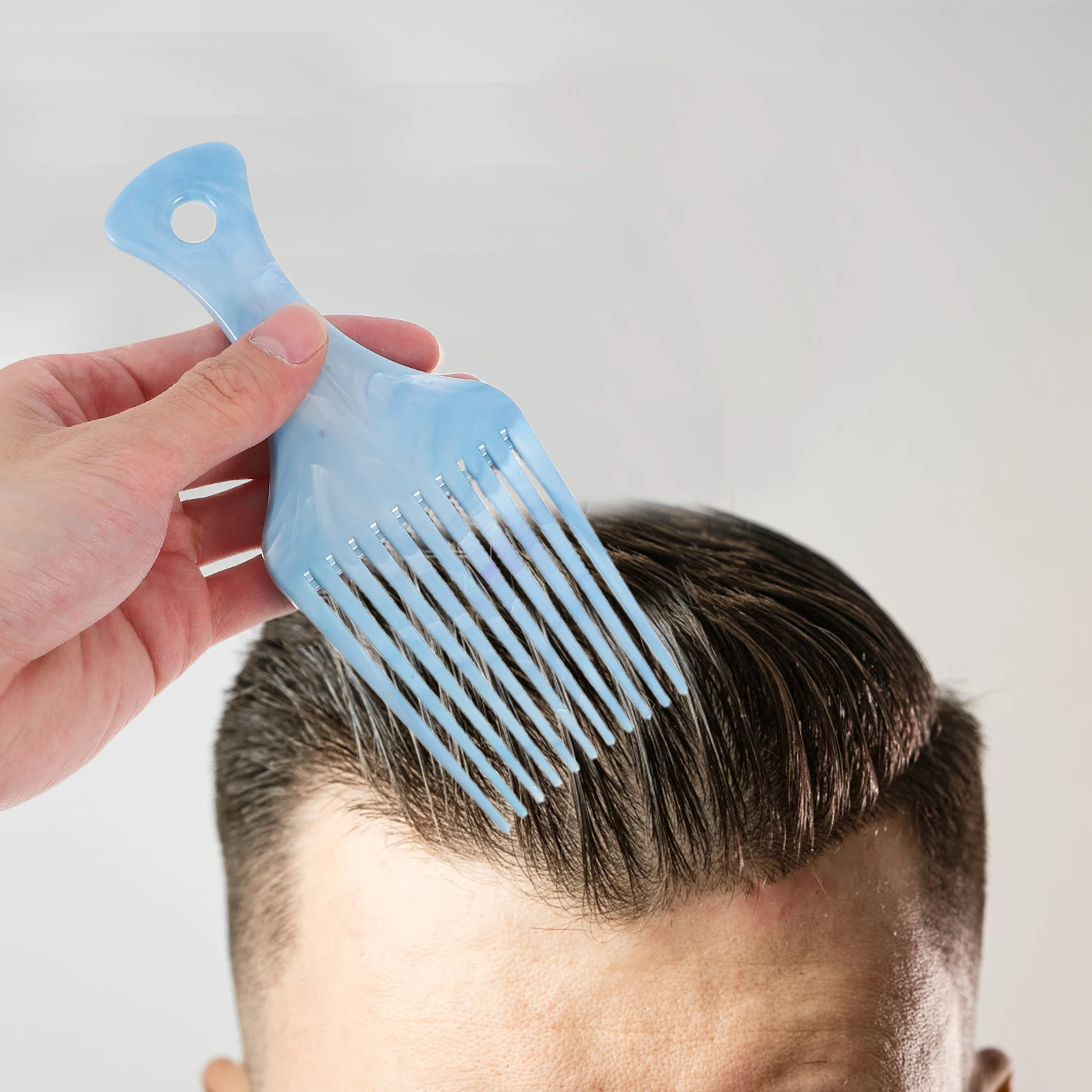 

Stylish Mens Wide Tooth For Curly Afro Detangler Durable Hair Pick Thick Hair Grooming Tool Beard Styling Plastic