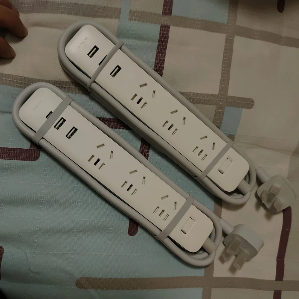 Original Xiaomi Power Strip 20W Fast Charging 3 Sockets 2 USB-A 1 Type-C Standard Plug Interface Patch Board Extension Lead 1.8m