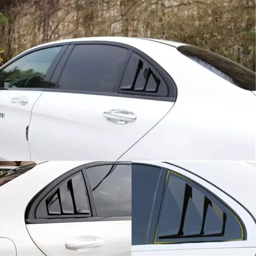 For Benz C-Class W205 2015-2021 Car Rear Louver Window Side Shutter Cover Trim Sticker Vent Scoop ABS Carbon Fiber Accessories