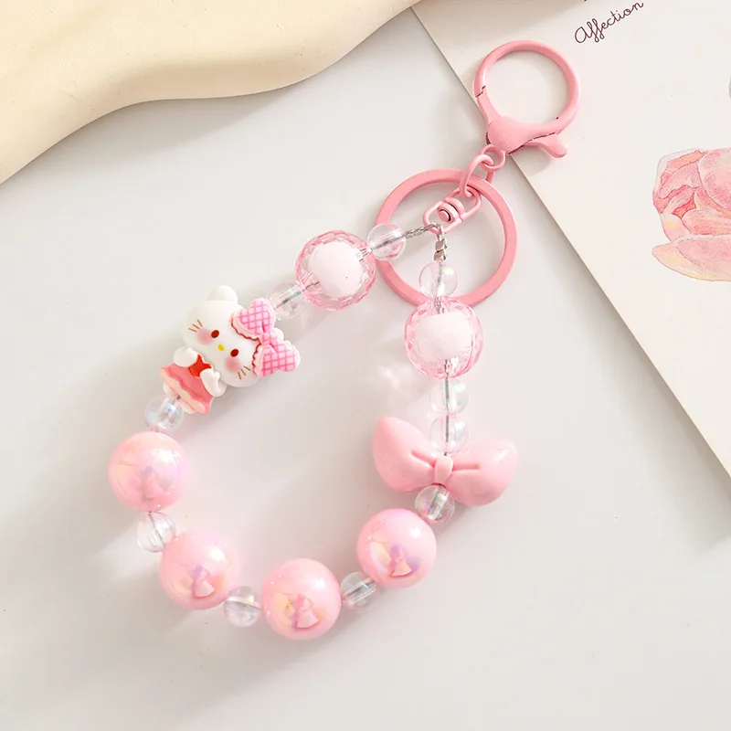

Sanrio Anime Mobile Phone Chain, Creative Hello Kitty Beaded Keychain, Girl Bag Pendant, Kawaii Fashion Accessories, Gifts.