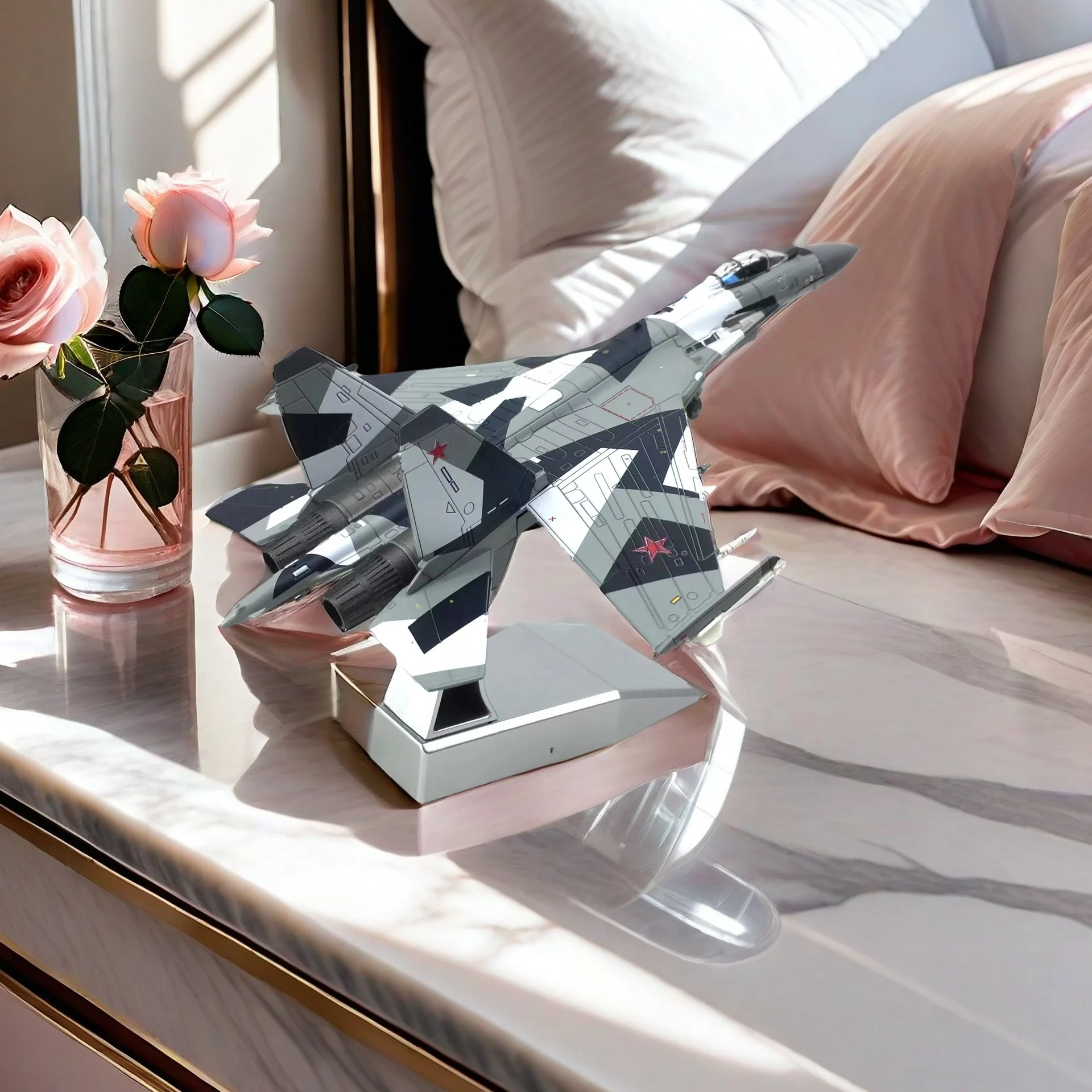 23cm 1/100 SU-35 Scale Metal Diecast Model With Display Plane Stand Accessories Home Decor Calendar Makeup Aesthetic Room