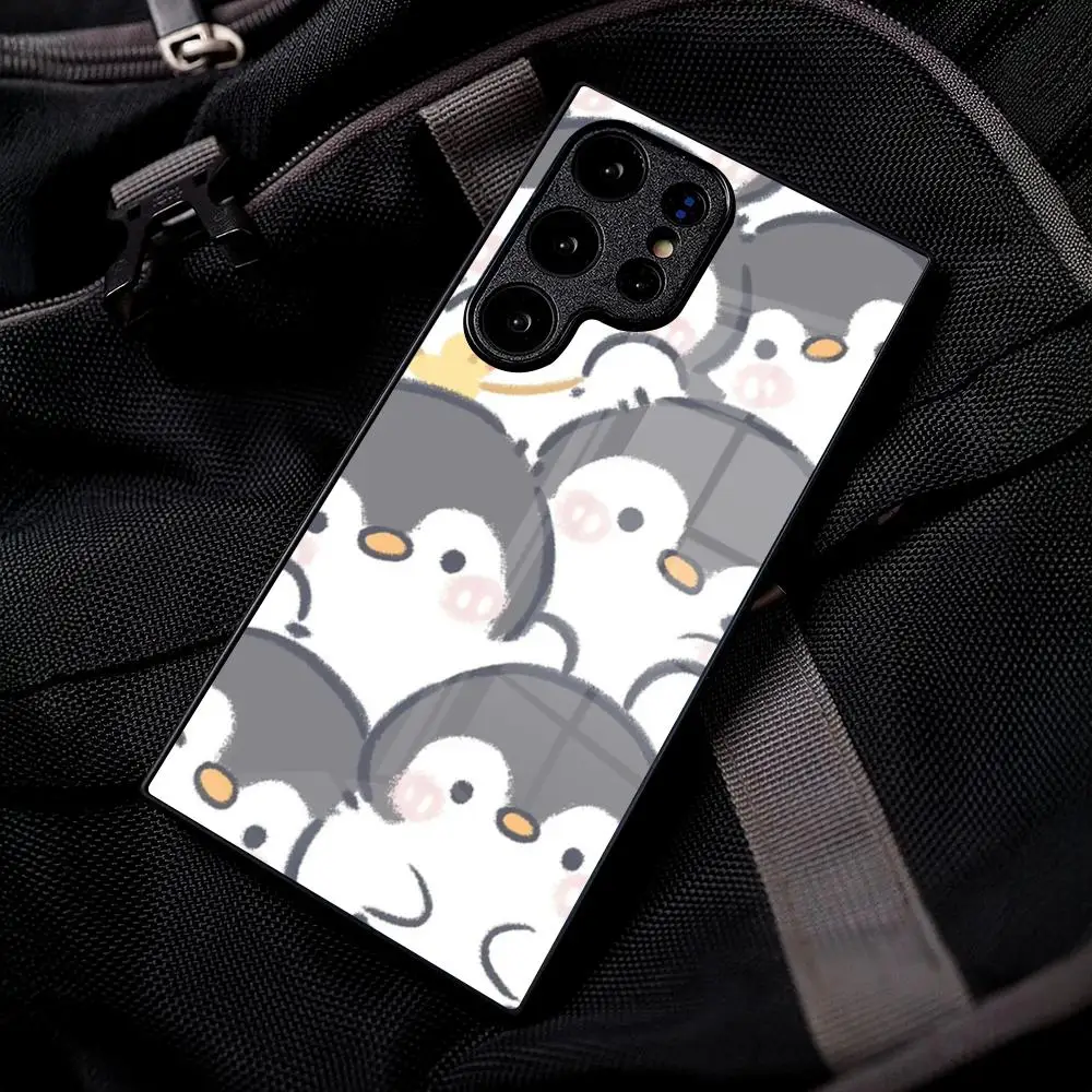 Penguin Kawaii Cute Phone Case For Samsung Galaxy S26 S25 S24 S23 S22 A17 A16 A26 A57 A37 A27 A56 Edge Ultra Plus Fe Glass Cover