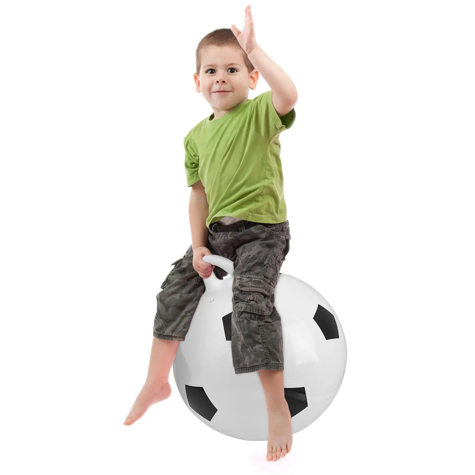 Bouncy Balls for Kids Bouncing Jumping Toy Inflatable Training Toys Game with Handle Hopping Child