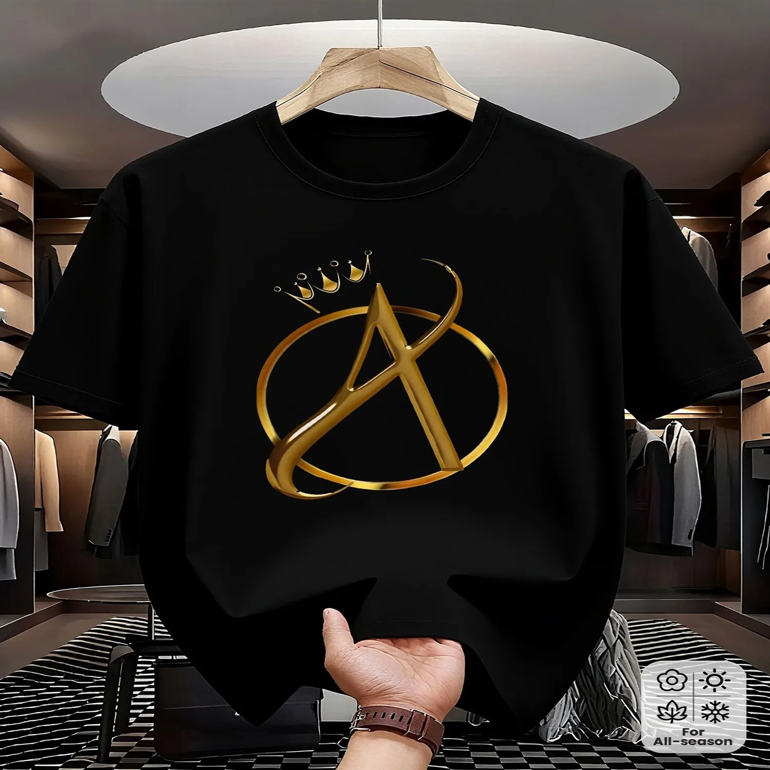 Crown A Royal Tee _ Golden Majesty Graphic _ Luxe Street Style _ Quick-Dry Performance Fabric _ Regal All-Season Statement Top Graphic Tee, Vintage Style Tee,