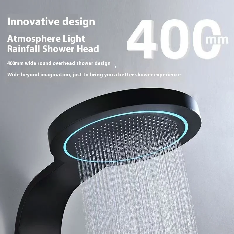 Home Screen Digital Display Brushed Brass Atmosphere Light High-End Pressure Shower Set Thermostatic Faucets for Apartment Villa