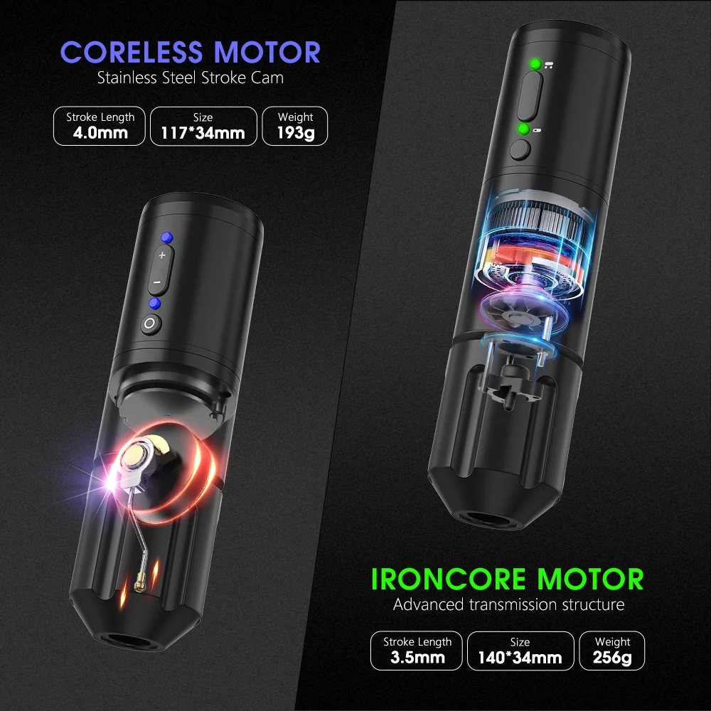 XNET Tornado Wireless Tattoo Machine Dual Pen Kit With Customized coreless motors 4.0mm Stroke 2000mAh Battery For Tattoo Artist