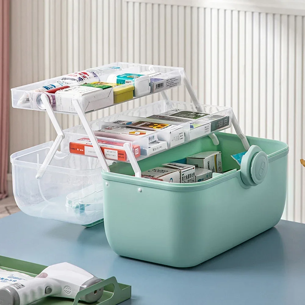 

Customizable Medicine Storage Box First Aid Kit Storage Box 3 Tiers Plastic High Capacity MultiFunctional Portable Family Emerge