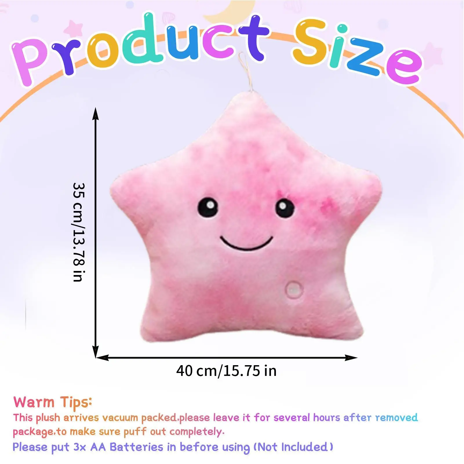 Animali di peluche illuminati Camera dei bambini Vacanza Stella Peluche Decor 16 pollici Giocattolo calmante colorato Compagno di sonno per bambini Divano per ragazze
