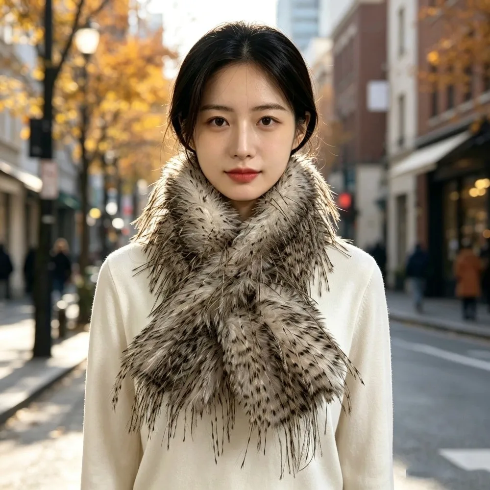 Soft Fluffy Tassels Scarf Thicken Neck Protection Neck Warmer Keep Warm Windproof Winter Scarf Winter