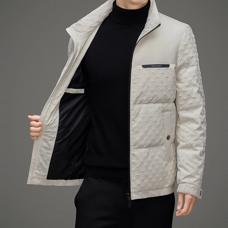 Autumn Winter Casual Men's Lightweight Stand Collar Duck Down Jackets Windproof Puffer Coats Outwear Warm Padded Tops Clothing