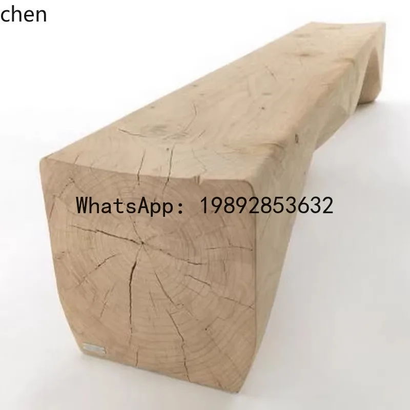YFY Creative Solid Wood Stump Rest Area Shoe Changing Stool Wooden Bench Long Stool