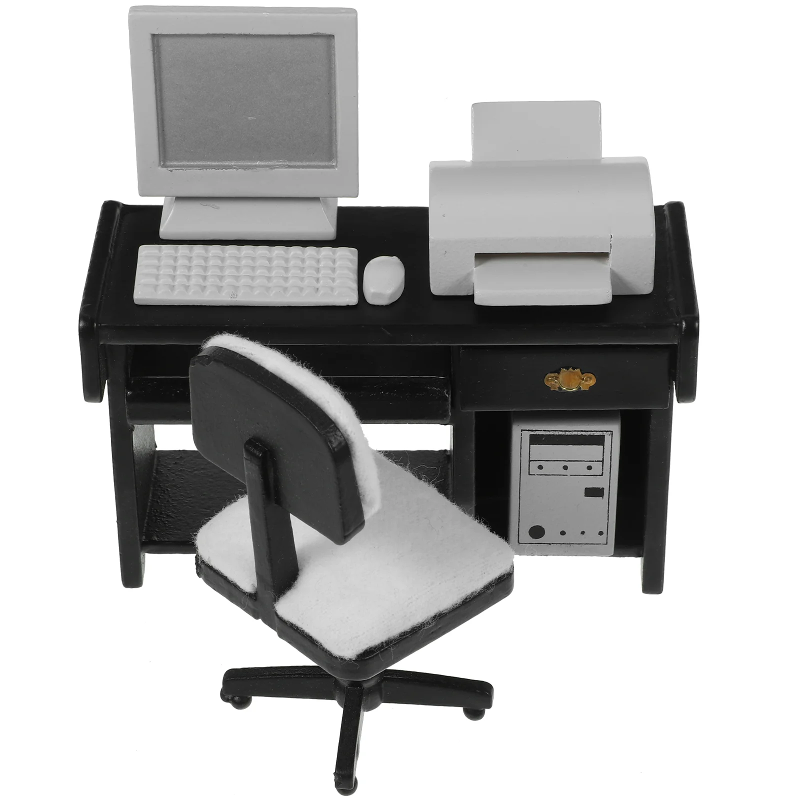 

Mini Computers Furniture Model Small Miniature Office Desk Chair Molds Black Miniatures Decor