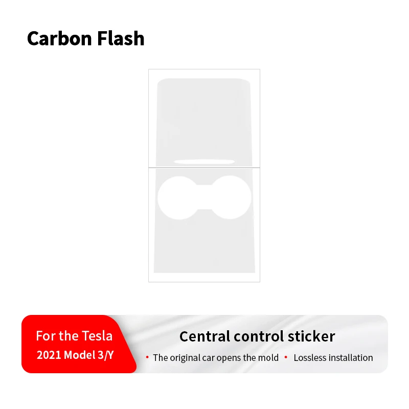 Suitable for Tesla 2021–2023 Model 3/Y – Carbon flash matte white console film, panel grain cover sticker.