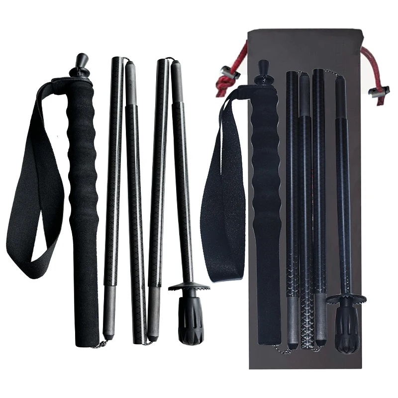 Multi-Function Light Carbon Fiber Folding Walking Stick Comfortable EVA Handle for Hiking Mountaineering Everyday Use