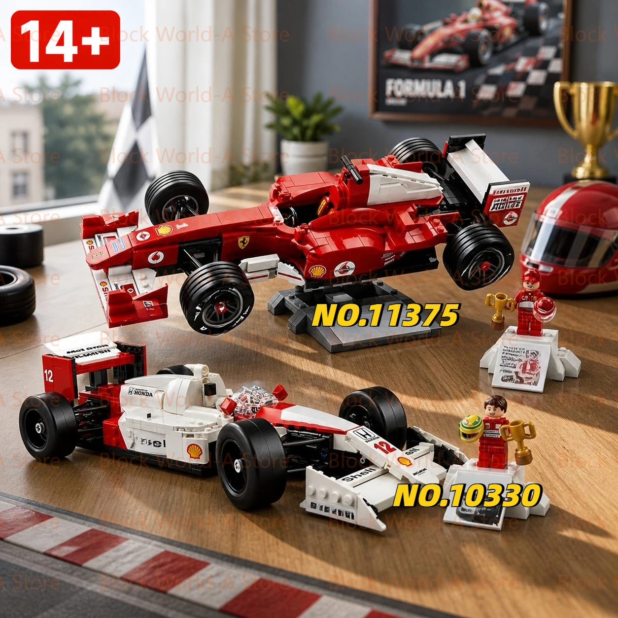 DIY 11375 10330 Blocs de construction de voiture de course, modèle de voiture de course de formule à assembler mécaniquement