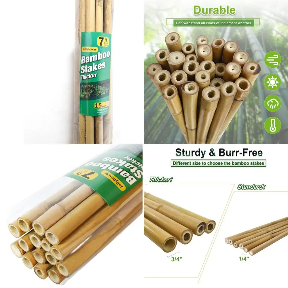 

15pcs 3/4" D Thicker Heavy Duty Bamboo Stakes, 7FT Plant Stakes, Natural Garden Stakes for Tomato, Bean, Flowers,Trees Potted an