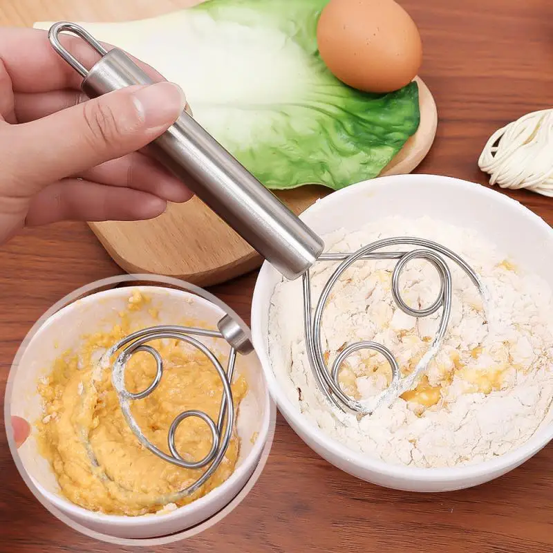 1/2/3PCS Stainless Steel Danish Dough Whisk Flour Whisk Kitchen Dough Whisk Mixer Bread Making Tools for Baking Cake