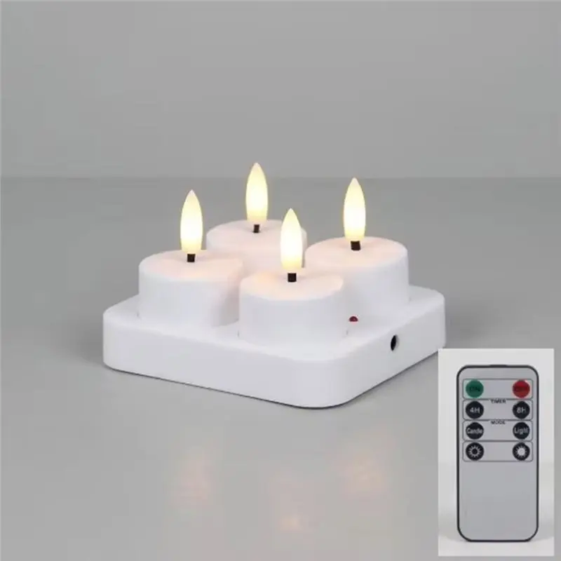 B08B-LED Candles 4Pcs Rechargeable LED Candles With Remote Control For Room Decor Home Decor Festival Decoration