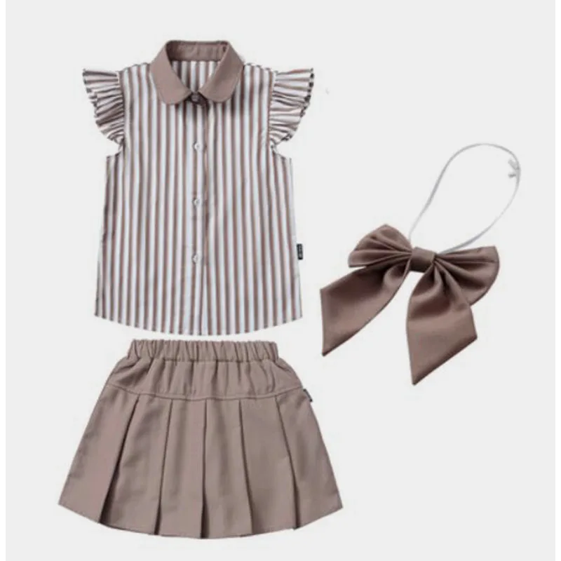 Children Boys Girls British style School Uniform For Kids Clothing Sets Teenager Girls Student Boys Stripe Choir Costumes