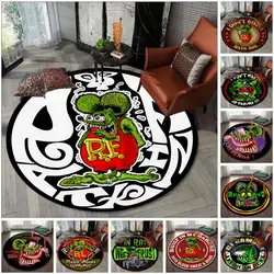 Rat Fink Rug Retro Round  Living Room Decor Mancave  Floor Mats Carpets for Bed  Chair Mat Gifts