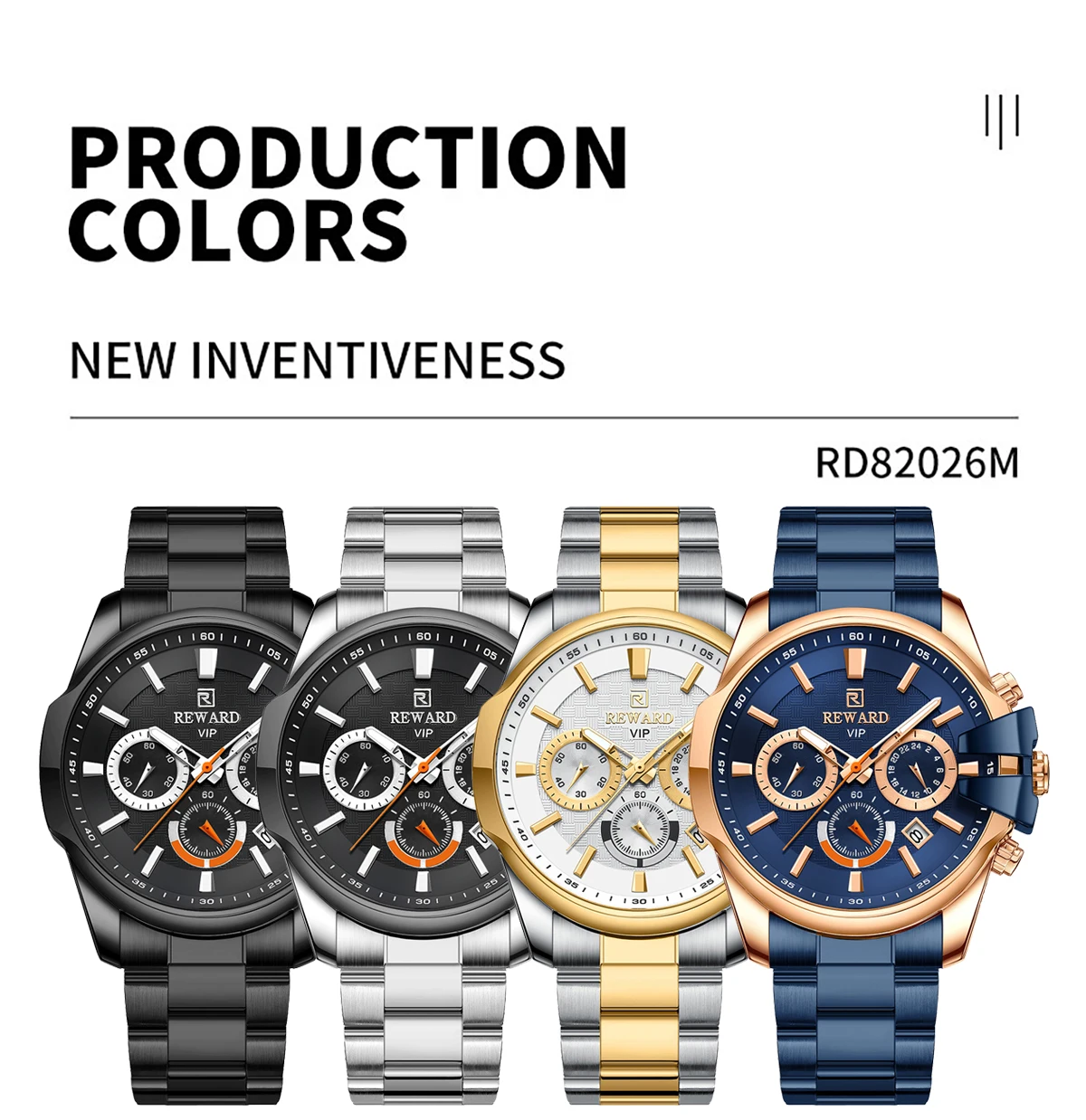 مكافأة 81110 الأعمال ووتش الرياضة ساعة رجالي للماء ليلة ضوء الموقت التلقائي تاريخ الكوارتز الفولاذ المقاوم للصدأ الساعات للرجل