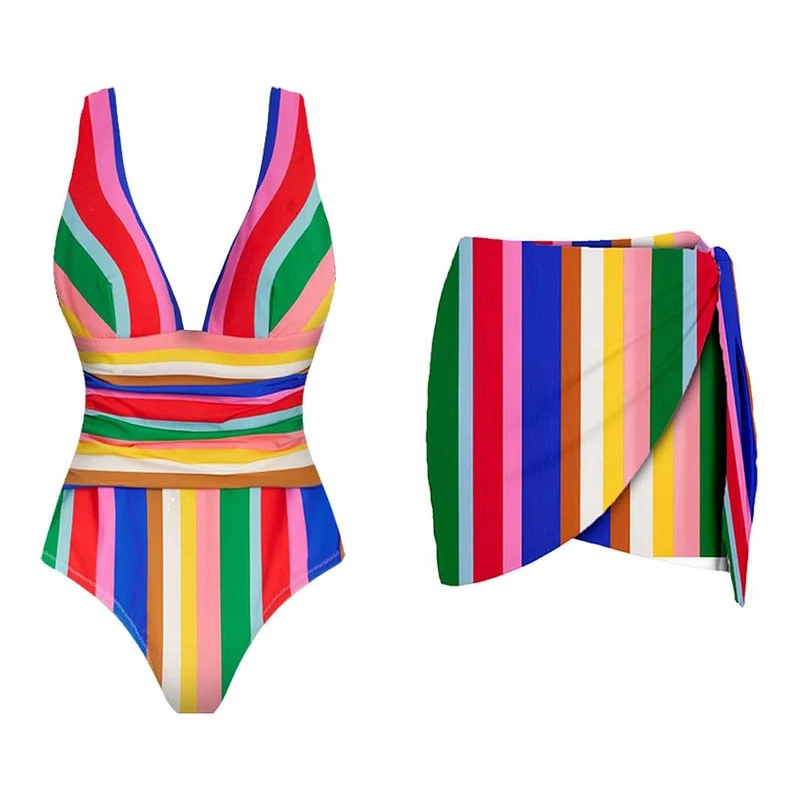 ลายสีสันสดใสพิมพ์ผู้หญิงชุดว่ายน้ําเซ็กซี่ V คอ One Piece ชุดว่ายน้ํา Monokini ชุดว่ายน้ําชุดว่ายน้ําชุดว่ายน้ํา