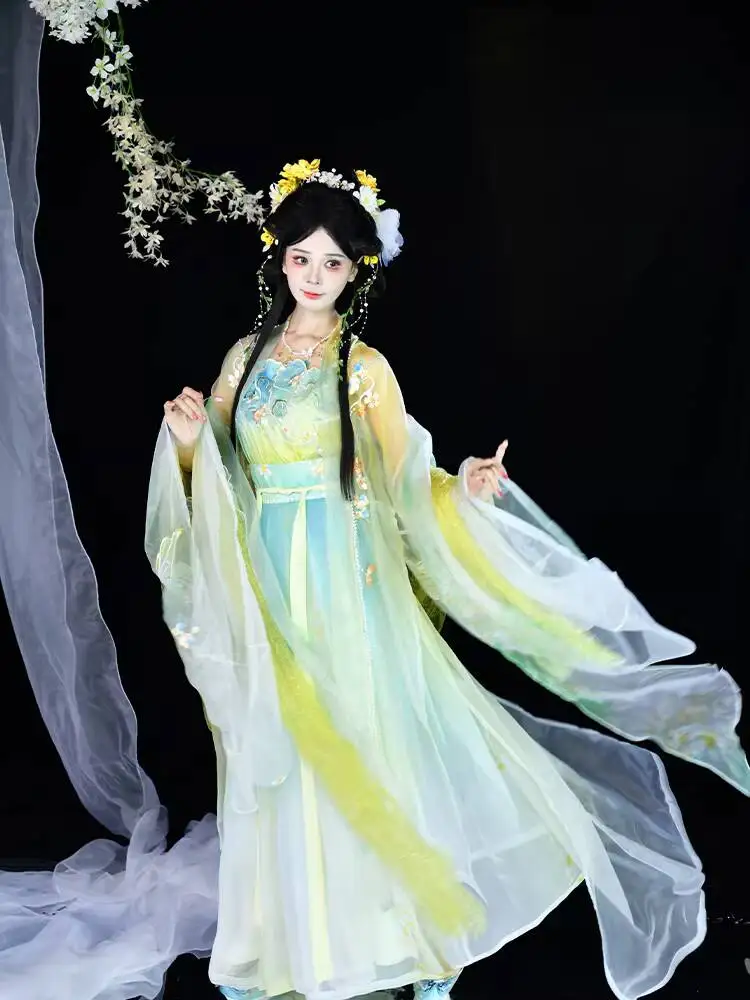 

Платье Hanfu Guaning Ru Meng для женщин, в стиле династии Сун, двубортное Ruqun, серия «Двенадцать цветочных богинь», новинка весны 2026 года