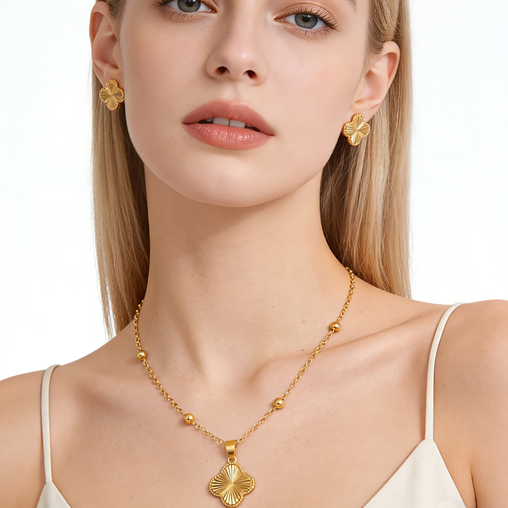 Romantisches 2-teiliges Schmuckset mit Anhänger, Halskette und Ohrringen, perfekt für Frauen, Bräute, Hochzeiten, Geschenke und Mädchen-Geburtstage – Detail 5