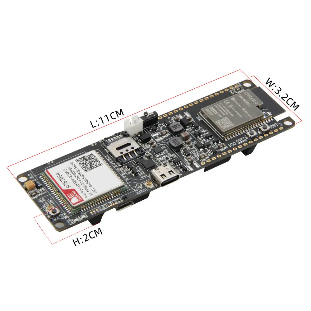 LILYGO T-A7670SA 4G LTE CAT1 Development Board with ESP32 MCU, Supports GSM/GPRS/EDGE