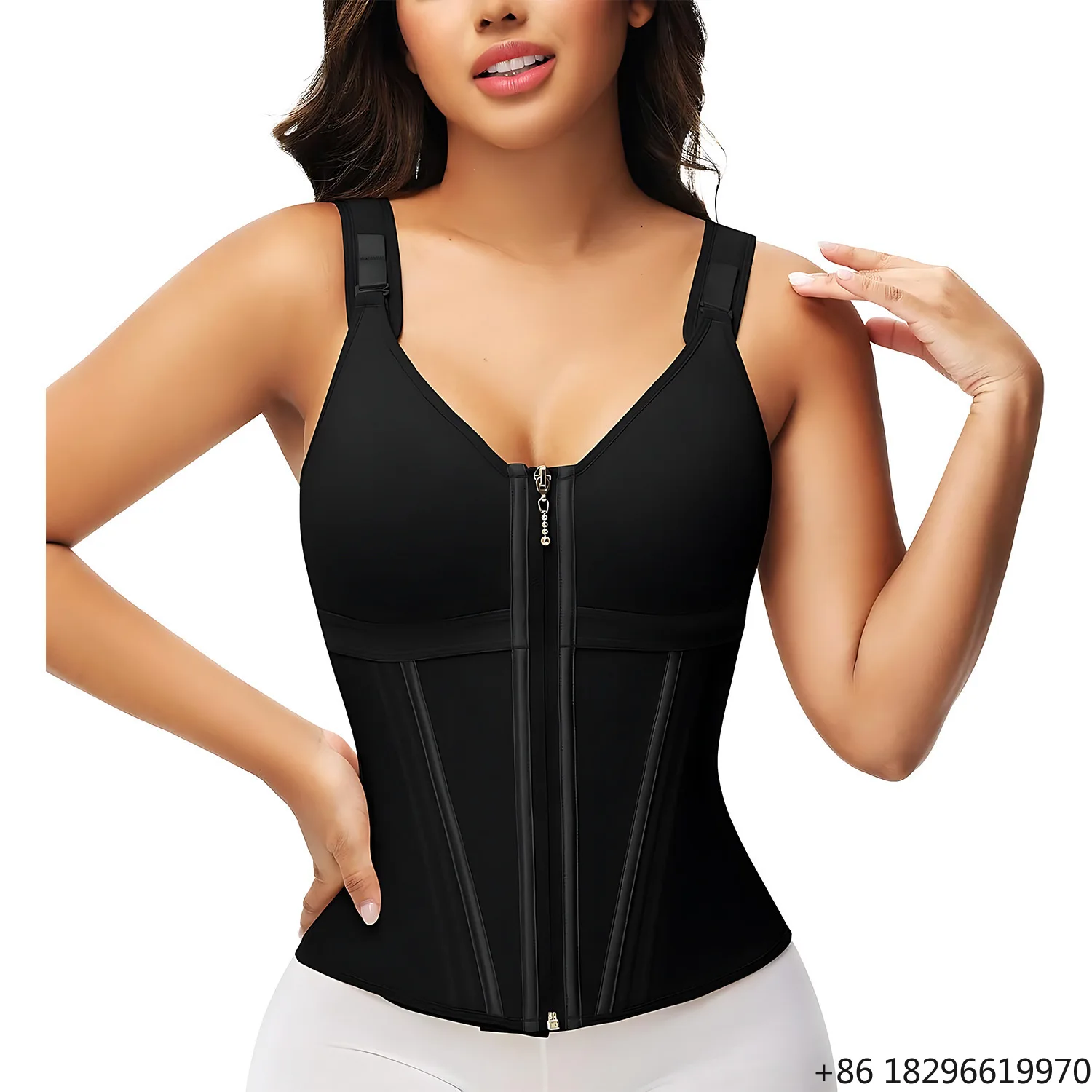 Women 15 Steel Bones Waist Trainer Vest Mesh Breathable Tummy Control Shapewear Slimming Body Shaper Underbust Vest