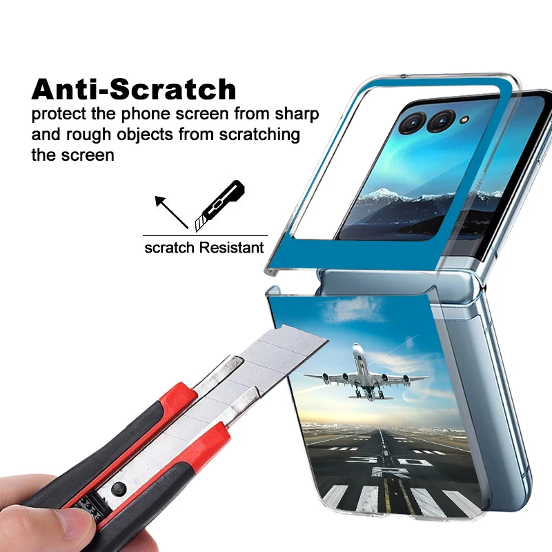 حافظة هاتف قابلة للطي لهاتف موتورولا رازر 50 الترا رازر 40 الترا 50 40 طائرة منقوشة ضد الصدمات غطاء كمبيوتر صلب شفاف