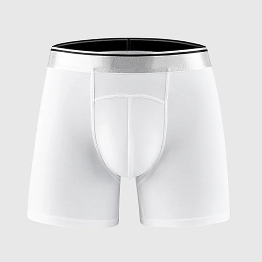 Boxer respirant à jambes longues pour hommes, sous-vêtements en modal, coffre de sport, culotte en poudre bombée