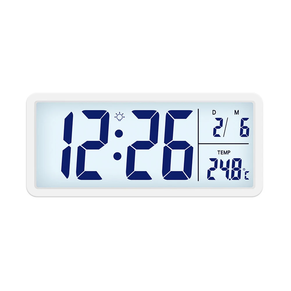Large Format Nordic Digital Clock with Integrated Temperature and Humidity Sensor Soft Backlight and Date Display Function