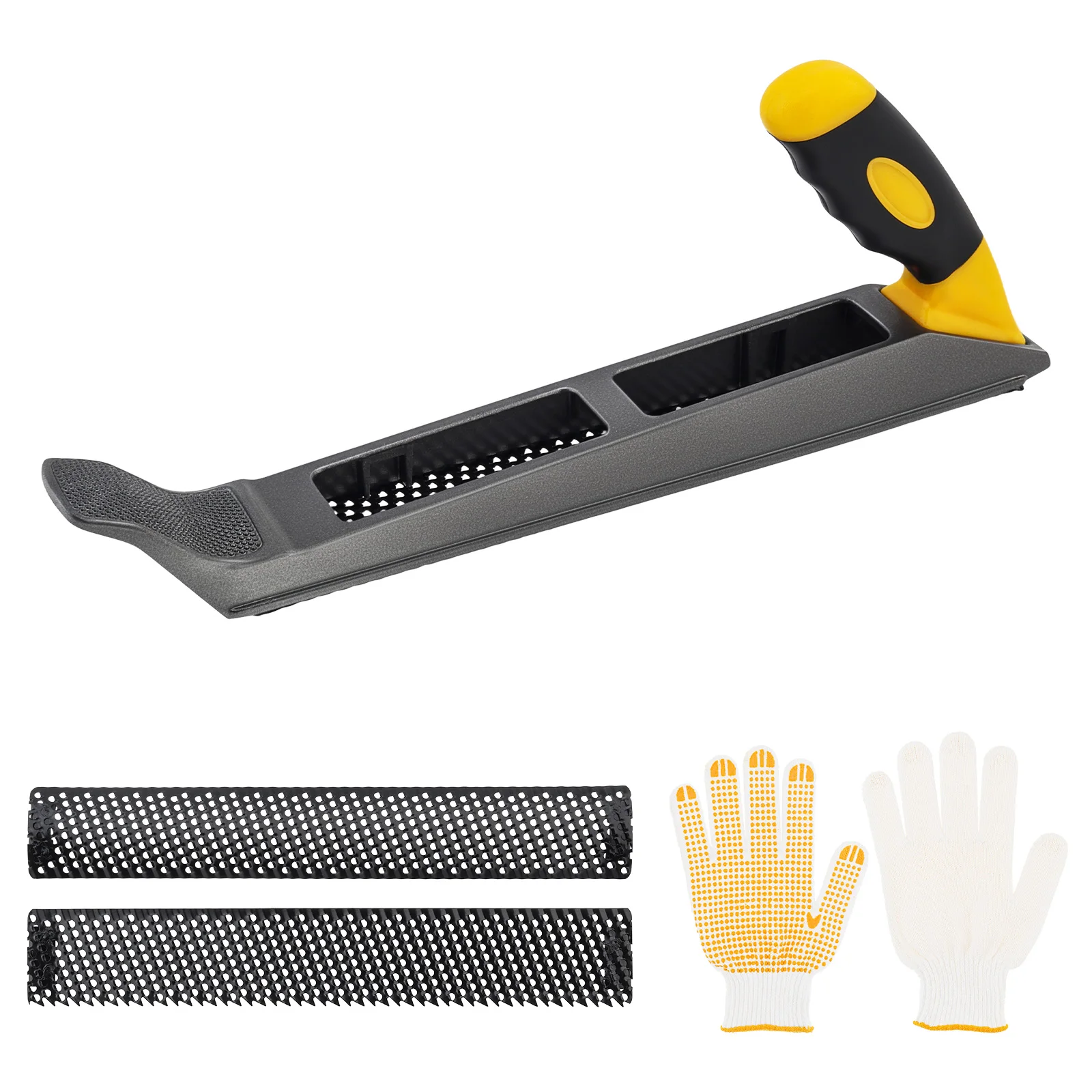 10 in Professional Surform Plane with Flat Sheet 2 Interchangeable Blades and Gloves