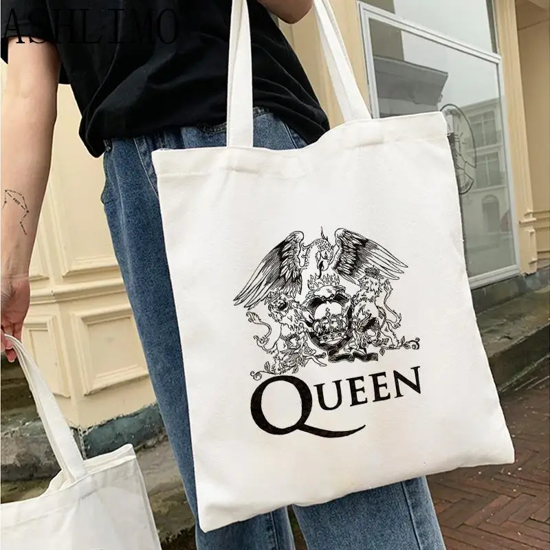 Shoulder Bag Queen Music Team Freddie Mercury Women High Capacity Eoc Friendly Tote Bag Canvas Bag  Foldable Shopping Reusable