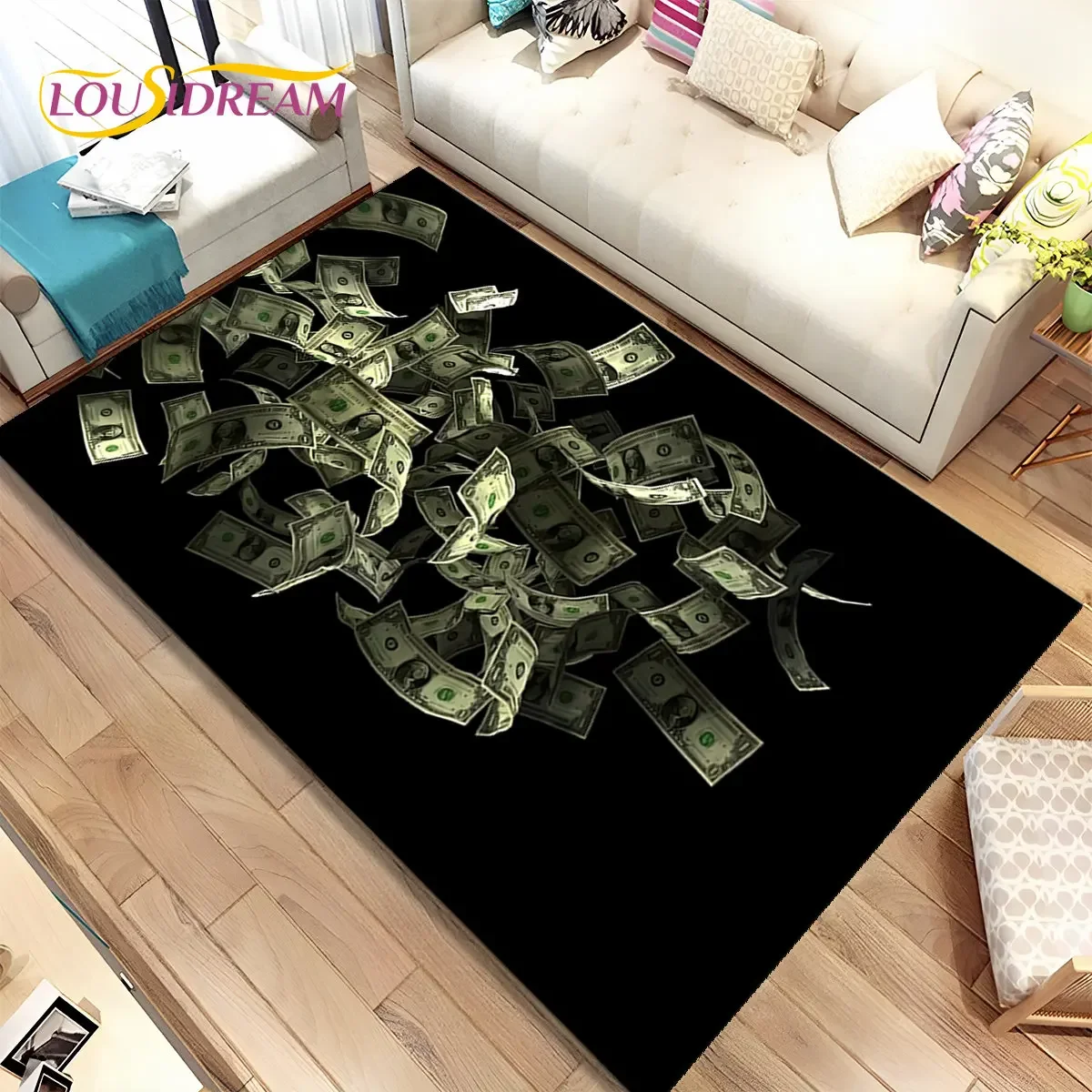 

3D иллюзия доллара евро деньги узор ковер, ковер для дома, гостиной, спальни, дивана, коврик для декора, детский нескользящий напольный коврик