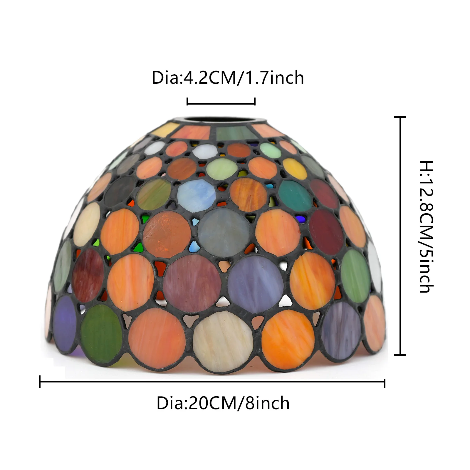 8 inch(20CM) Multicolored Tiffany Style Lamp Shade Vintag Stained Leaded Glass Lampshade for Table Pendant Replacement
